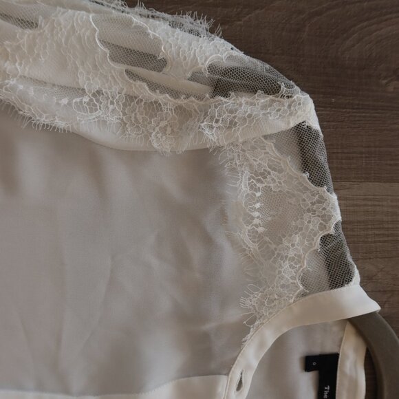 THE KOOPLES womens blouse white lace crepe button 0 romantic formal event girl - Picture 9 of 11